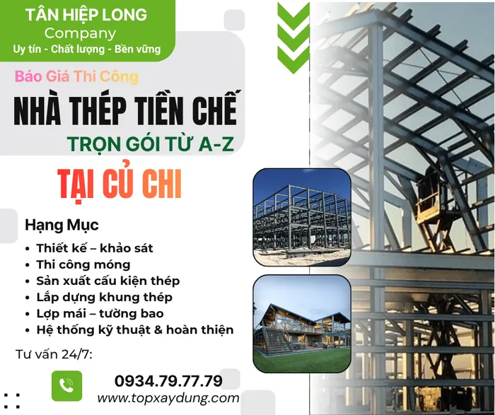 Thiết Kế Thi Công Nhà Thép Tiền Chế Trọn Gói tại Củ Chi