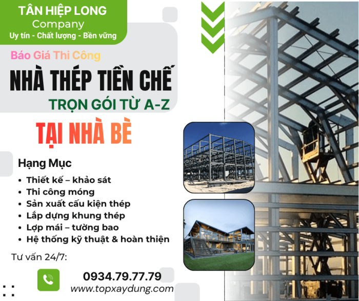 Thiết Kế Thi Công Nhà Thép Tiền Chế Trọn Gói tại Nhà Bè