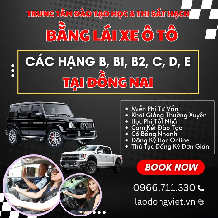 Đăng Ký Học & Thi Bằng Lái Xe Ô Tô Hạng B1-B2-C-D ở Đồng Nai