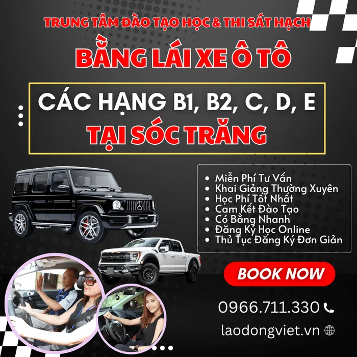 Đăng Ký Học & Thi Bằng Lái Xe Ô Tô Hạng B1-B2-C-D ở Sóc Trăng
