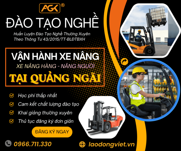 Học Lái Xe Nâng Tại Quảng Ngãi - Đào Tạo & Cấp Chứng Chỉ Nghề Vận Hành Xe Nâng