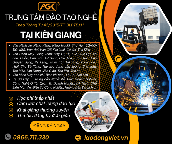 Trường Đào Tạo & Cấp Chứng Chỉ Nghề tại Kiên Giang