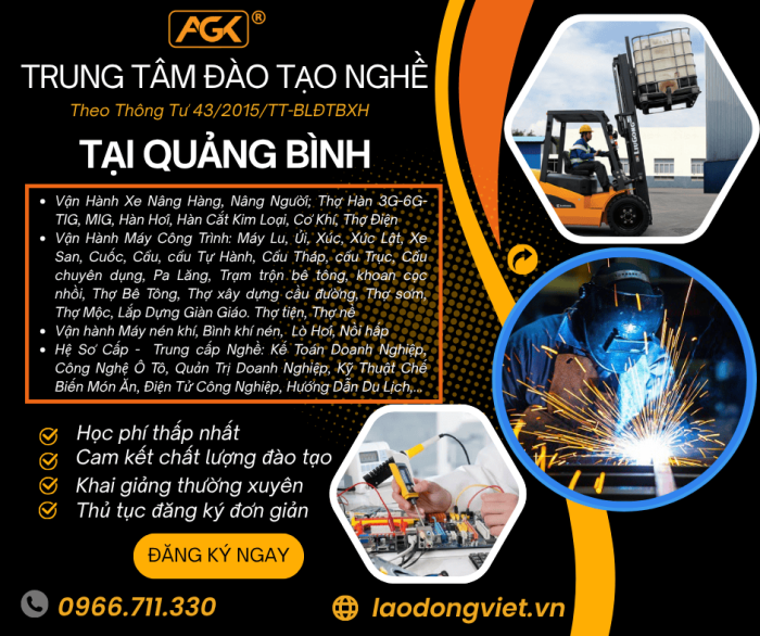 Trung Tâm Đào Tạo & Cấp Chứng Chỉ Nghề tại Quảng Bình