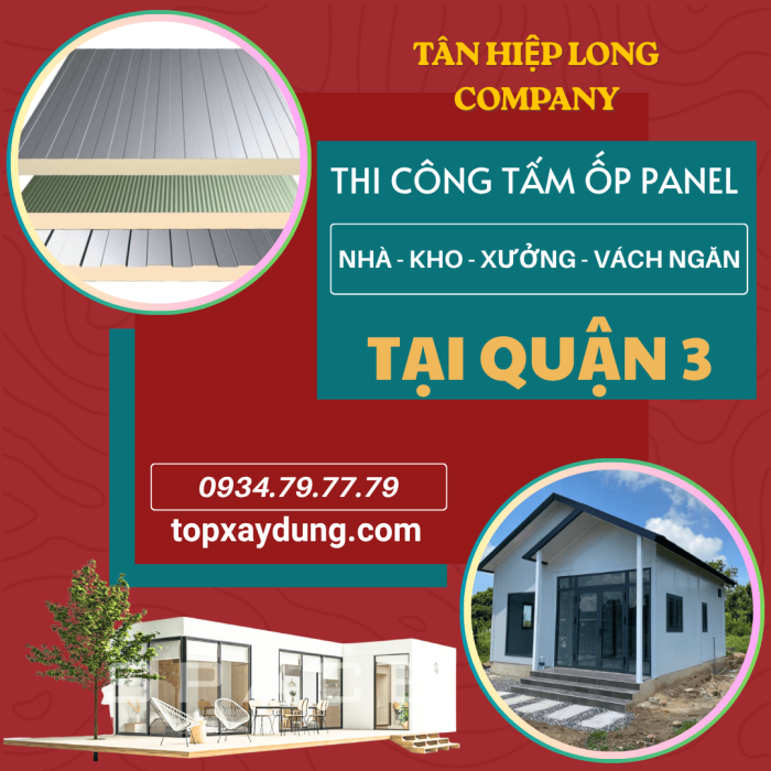 Thi Công Tấm Ốp Panel ở Quận 3 (Làm Vách Ngăn, Nhà, kho Xưởng)