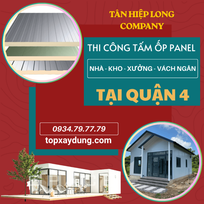 Thi Công Tấm Ốp Panel ở Quận 4 (Làm Vách Ngăn, Nhà, kho Xưởng)