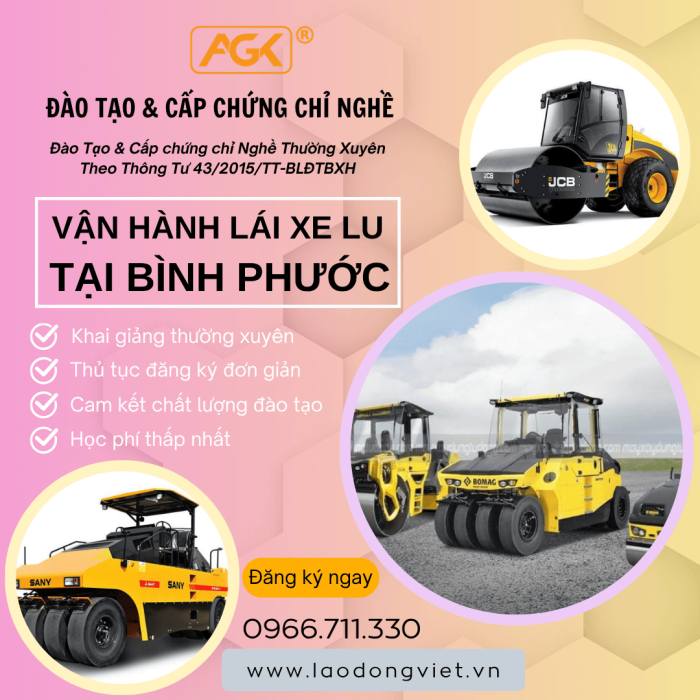 Học Lái Xe Lu Tại Bình Phước – Đào Tạo & Cấp Chứng Chỉ Nghề Vận Hành Máy Lu