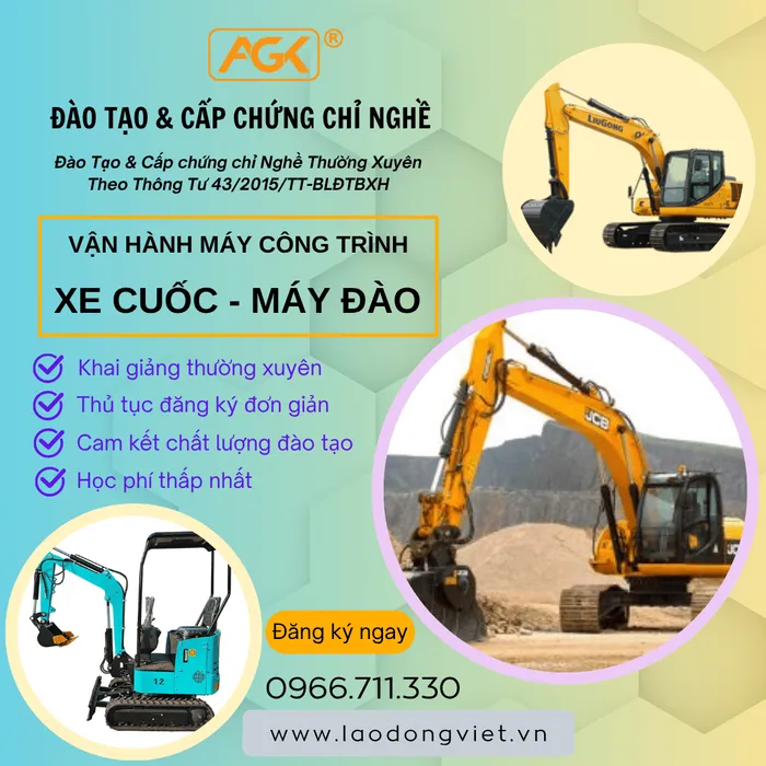 Học Lái Xe Cuốc (Máy Đào) – Đào Tạo & Cấp Chứng Chỉ Nghề Vận Hành Máy Cuốc (Đào)