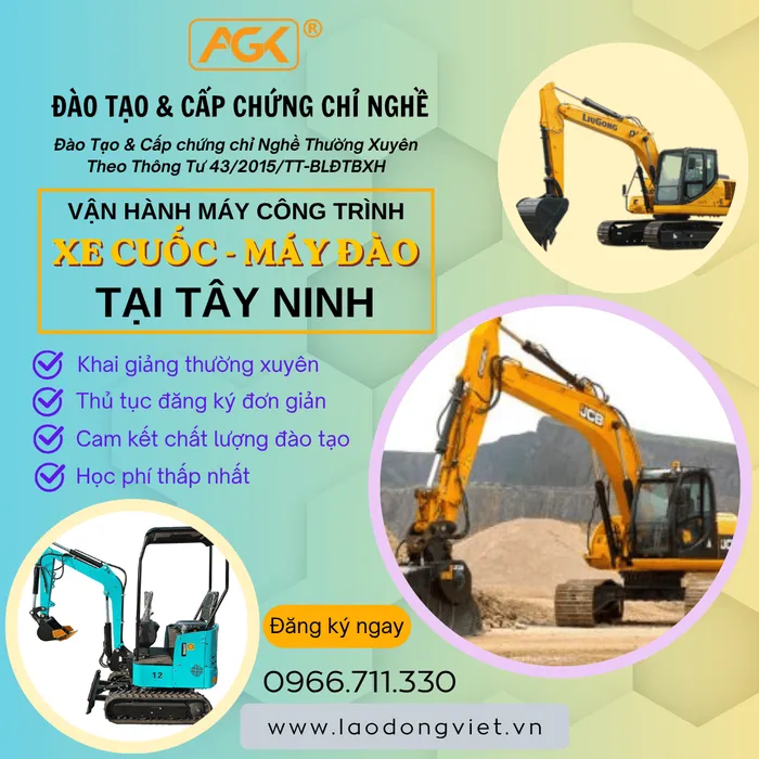 Học Lái Xe Cuốc (Máy Đào) tại Tây Ninh – Đào Tạo & Cấp Chứng Chỉ Nghề Vận Hành Máy Cuốc (Đào)