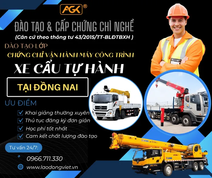 Học Lái Xe Cẩu Tự Hành ở Đồng Nai - Đào Tạo & Cấp Chứng chỉ Nghề vận hành máy Cẩu Tự Hành
