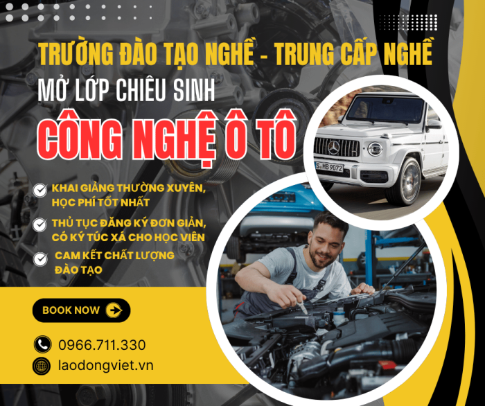 Trường Đào Tạo Nghề mở lớp Công Nghệ Ô Tô hệ Trung Cấp