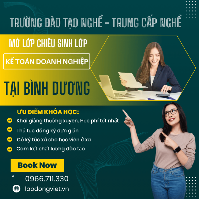 Học Kế Toán Doanh Nghiệp hệ Trung Cấp ở Bình Dương - Trường Đào Tạo Trung Cấp Nghề