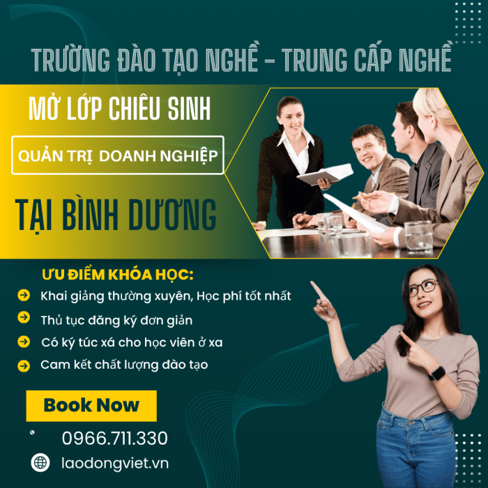 Học Quản Trị Doanh Nghiệp hệ Trung Cấp ở Bình Dương - Trường Đào Tạo Trung Cấp Nghề
