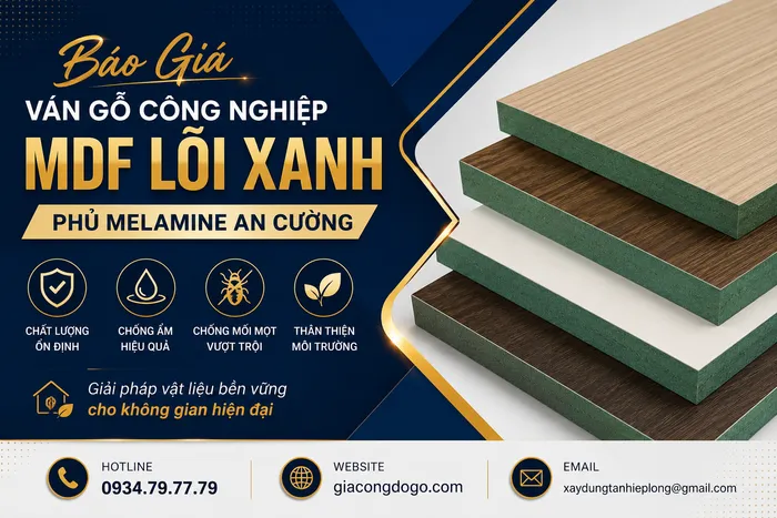 Báo Giá Ván Gỗ Công Nghiệp MDF Lõi Xanh Phủ Melamine An Cường