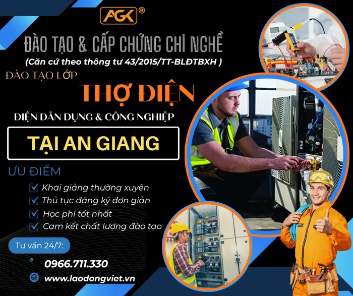 Học Thợ Điện (Dân Dụng & Công Nghiệp) ở An Giang – Đào Tạo & Cấp Chứng Chỉ Nghề Thợ Điện