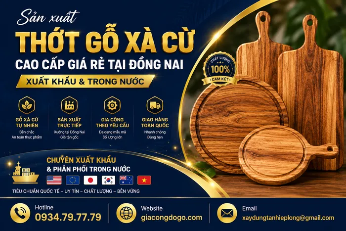 Sản xuất Thớt Gỗ Xà Cừ Cao Cấp Giá Rẻ tại Đồng Nai (Xuất Khẩu & Trong Nước)