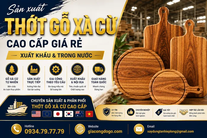 Sản xuất Thớt Gỗ Xà Cừ Cao Cấp Giá Rẻ (Xuất Khẩu & Trong Nước)