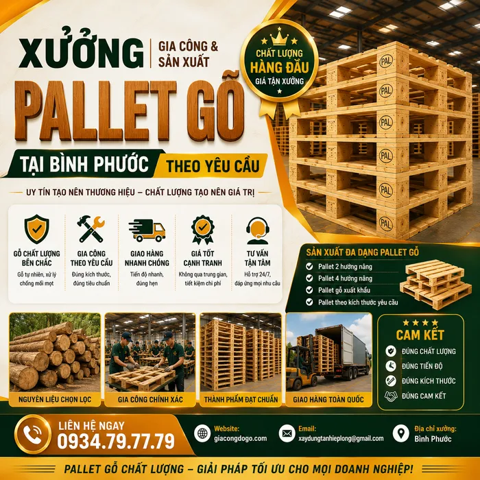 Xưởng Gia Công & Sản Xuất Pallet Gỗ tại Bình Phước Theo Yêu Cầu Giá Rẻ