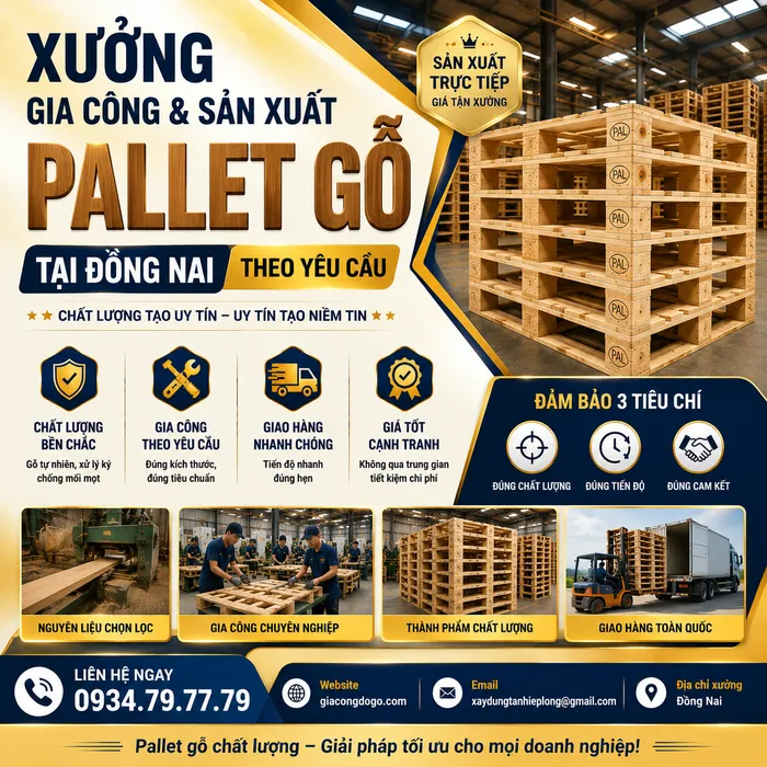 Xưởng Gia Công & Sản Xuất Pallet Gỗ tại Đồng Nai Theo Yêu Cầu Giá Rẻ
