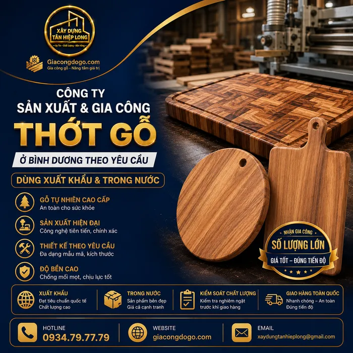 Công ty sản xuất & Gia công Thớt Gỗ ở Bình Dương theo yêu cầu