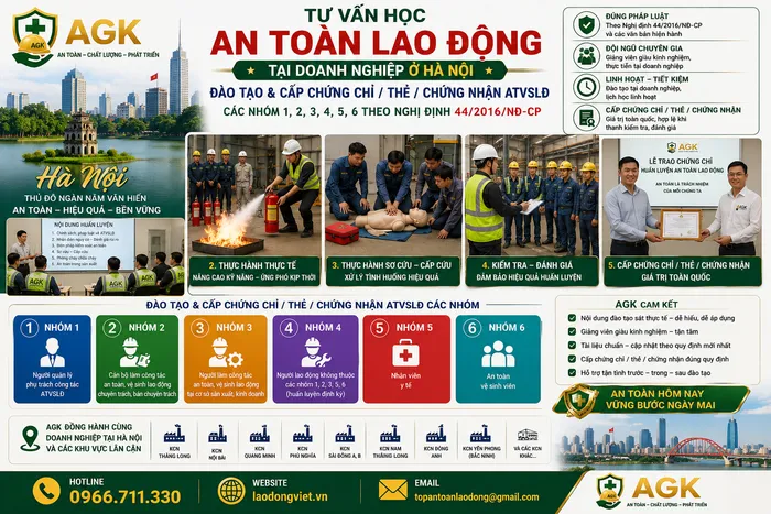 Tư vấn Học An Toàn Lao Động tại Doanh Nghiệp ở Hà Nội - Đào Tạo & Cấp chứng chỉ / Thẻ / Chứng Nhận ATVSLĐ các nhóm 1,2,3,4,5,6) theo Nghị định 44/2016/NĐ-CP