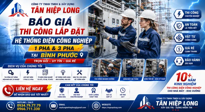 Báo Giá Lắp Đặt Điện Công Nghiệp cho Xưởng Nhà Máy tại Bình Phước