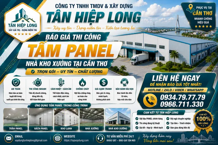 Báo Giá Thi Công Tấm Panel Nhà Kho Xưởng tại Cần Thơ Trọn Gói