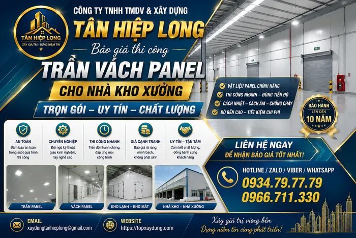 Báo Giá Thi Công Trần Vách Panel Nhà Kho Xưởng Trọn Gói Giá Rẻ