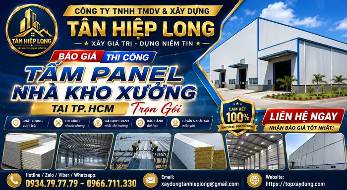 Báo Giá Thi Công Tấm Panel Nhà Kho Xưởng tại TpHCM Trọn Gói