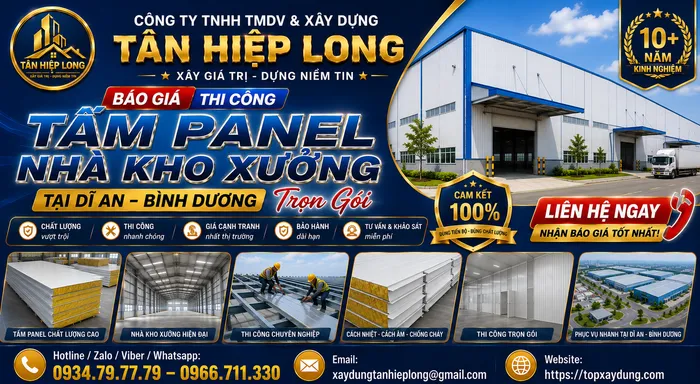 Báo Giá Thi Công Tấm Panel Nhà Kho Xưởng tại Dĩ An Trọn Gói