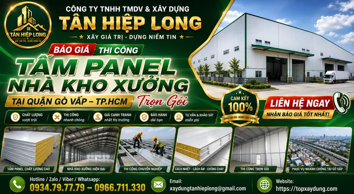 Báo Giá Thi Công Tấm Panel Nhà Kho Xưởng tại Gò Vấp Trọn Gói