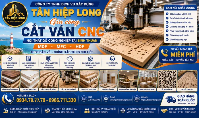 Gia công Cắt Ván CNC Nội Thất Gỗ MDF - MFC - HDF tại Bình Thuận