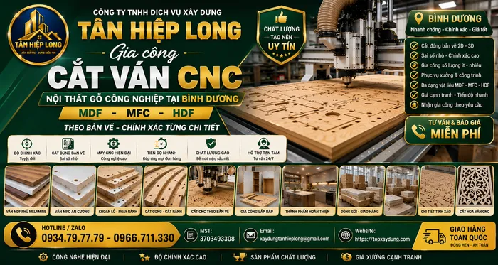 Gia công Cắt Ván CNC Nội Thất Gỗ MDF - MFC - HDF tại Bình Dương