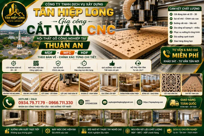 Gia công Cắt Ván CNC Nội Thất Gỗ MDF - MFC - HDF ở Thuận An