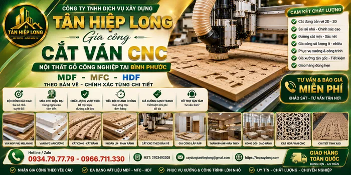 Gia công Cắt Ván CNC Nội Thất Gỗ MDF - MFC - HDF tại Bình Phước