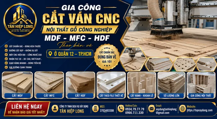 Gia Công Cắt Ván CNC Gỗ công nghiệp MDF-MFC-HDF ở Quận 12
