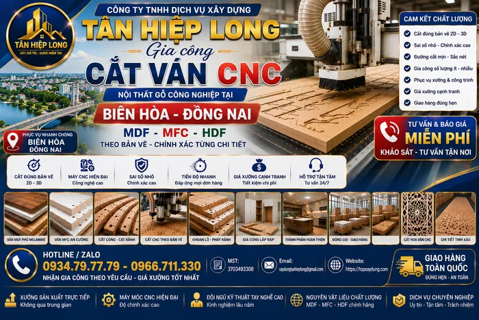 Gia Công Cắt Ván CNC Gỗ công nghiệp MDF-MFC-HDF ở Biên Hòa