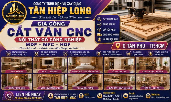 Gia Công Cắt Ván CNC Gỗ công nghiệp MDF-MFC-HDF ở Tân Phú