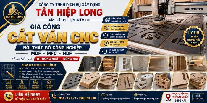 Gia Công Cắt Ván CNC Gỗ công nghiệp MDF-MFC-HDF ở Thống Nhất