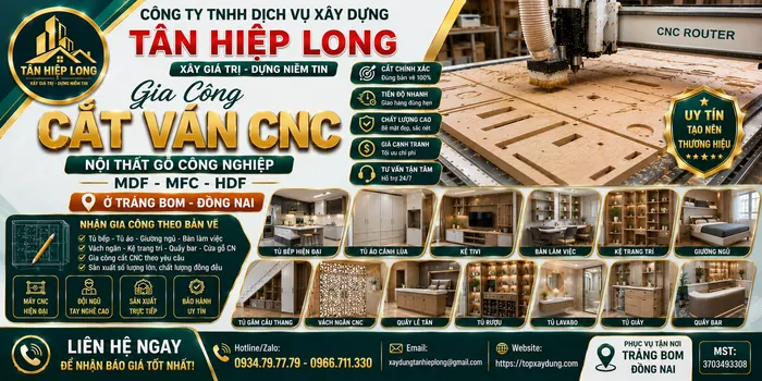 Gia Công Cắt Ván CNC Gỗ công nghiệp MDF-MFC-HDF ở Trảng Bom