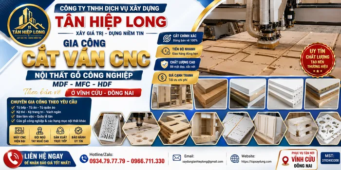 Gia Công Cắt Ván CNC Gỗ công nghiệp MDF-MFC-HDF ở Vĩnh Cửu