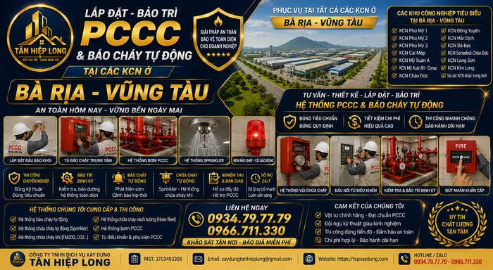 Lắp Đặt Bảo Trì & Sửa Chữa Hệ Thống PCCC ở các KCN Bà Rịa - Vũng Tàu