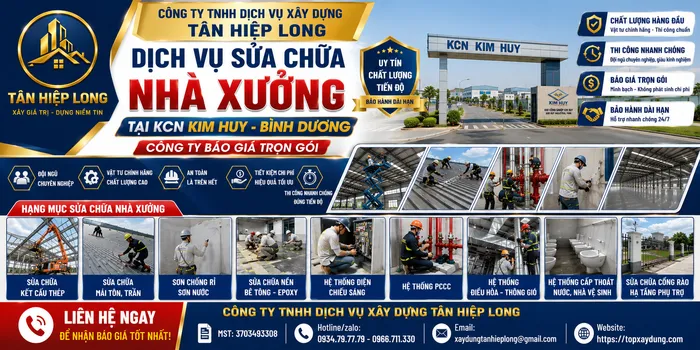 Sửa chữa Nhà Xưởng tại KCN Kim Huy – Công Ty báo giá trọn gói