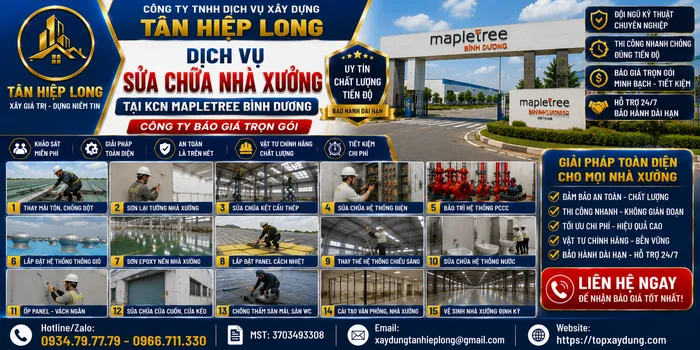 Sửa chữa Nhà Xưởng tại KCN Mapletree – Công Ty báo giá trọn gói
