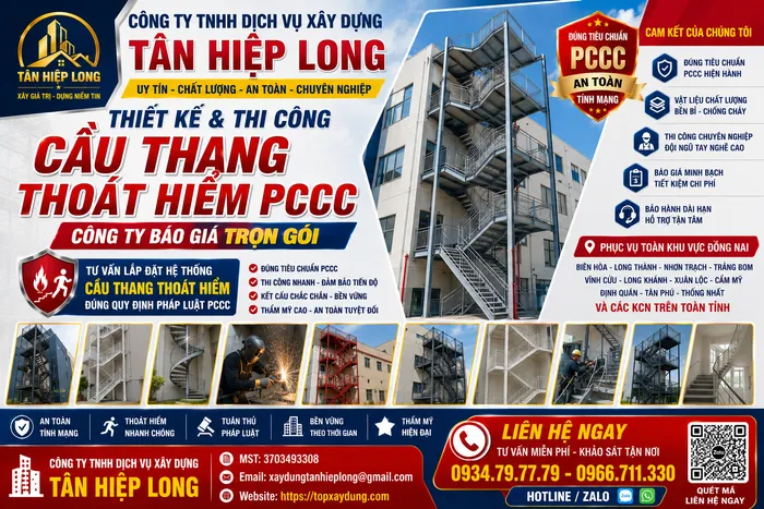 Thiết kế & Thi Công Cầu Thang Thoát Hiểm PCCC ở Đồng Nai