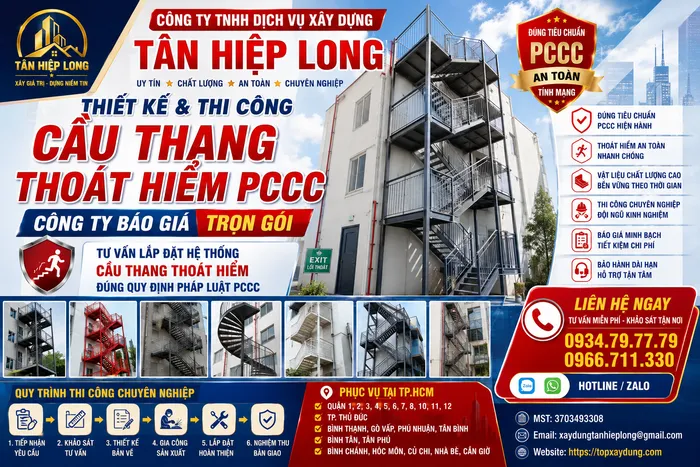 Thiết kế & Thi Công Cầu Thang Thoát Hiểm PCCC tại TpHCM