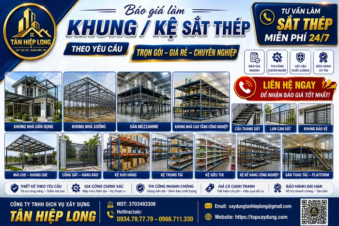 Báo Giá Làm Khung / Kệ Sắt Thép Theo Yêu Cầu – Tân Hiệp Long