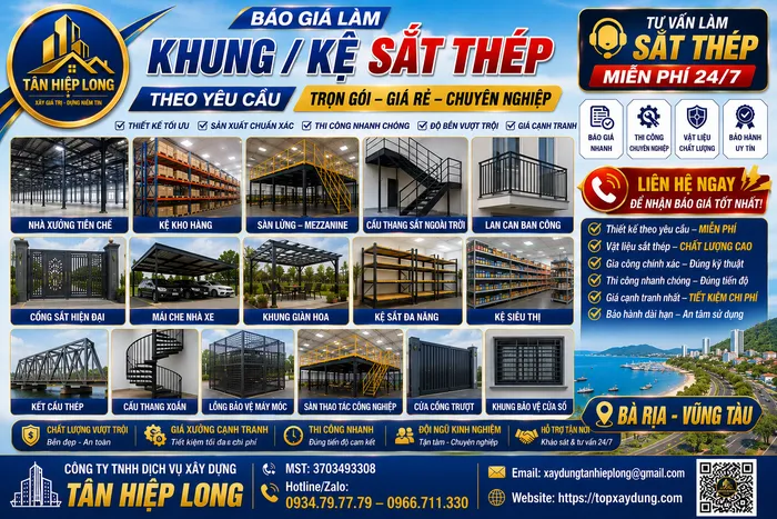 Báo Giá Làm Khung / Kệ Sắt Thép Theo Yêu Cầu ở Bà Rịa - Vũng Tàu