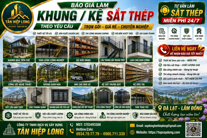 Báo Giá Làm Khung / Kệ Sắt Thép Theo Yêu Cầu ở Đà Lạt - Lâm Đồng