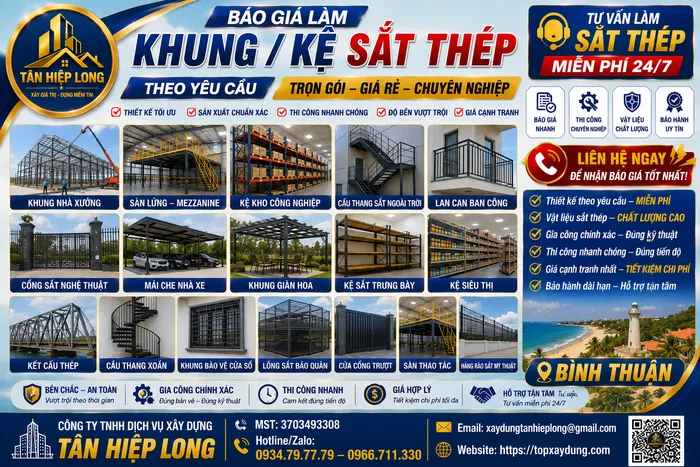 Báo Giá Làm Khung / Kệ Sắt Thép Theo Yêu Cầu ở Bình Thuận
