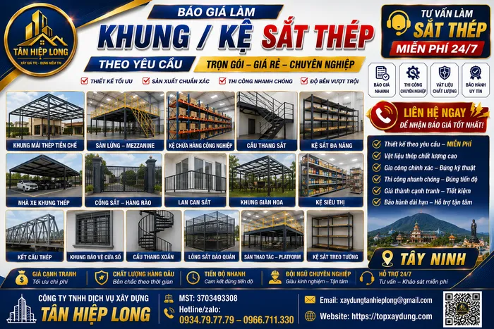 Báo Giá Làm Khung / Kệ Sắt Thép Theo Yêu Cầu ở Tây Ninh